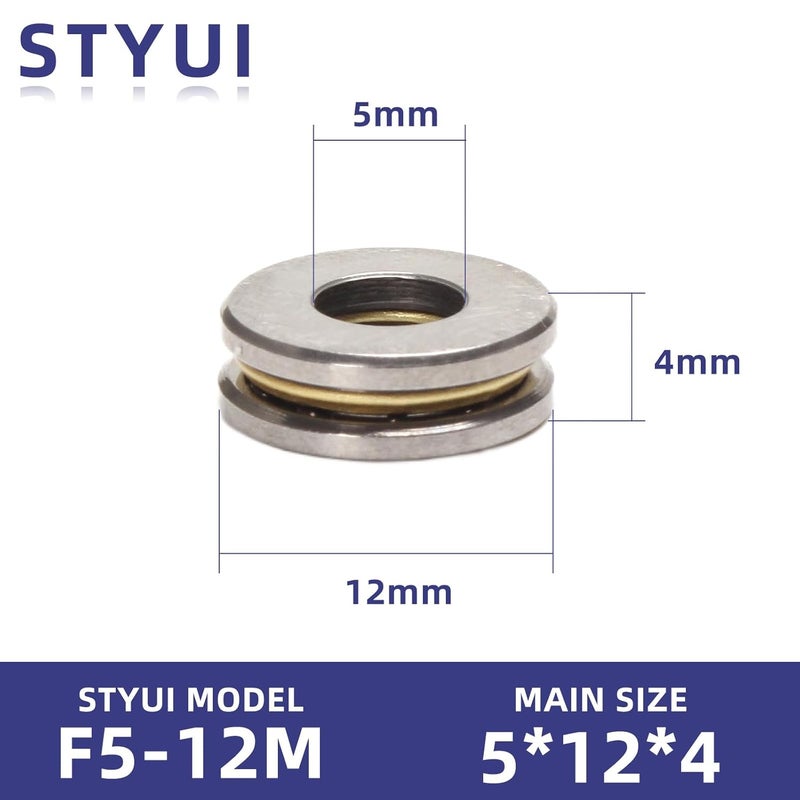 STYUI (10Pcs) F5-12M Miniature Thrust Ball Bearings 5mm x 12mm x 4mm Miniature Plane Thrust Bearings Chrome Steel One Way - Image 3